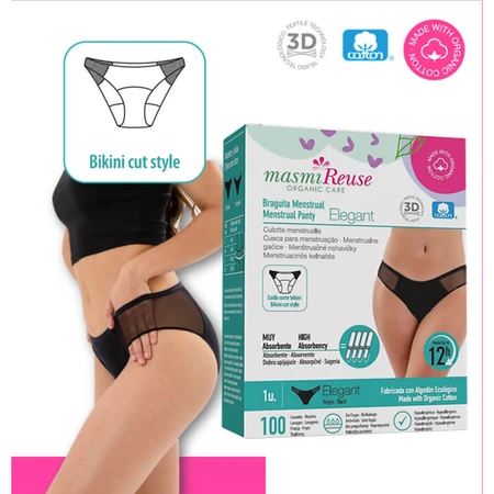 Masmi Elegant, menstrual briefs, organic cotton, size S, 86-94 cm, 1 pc