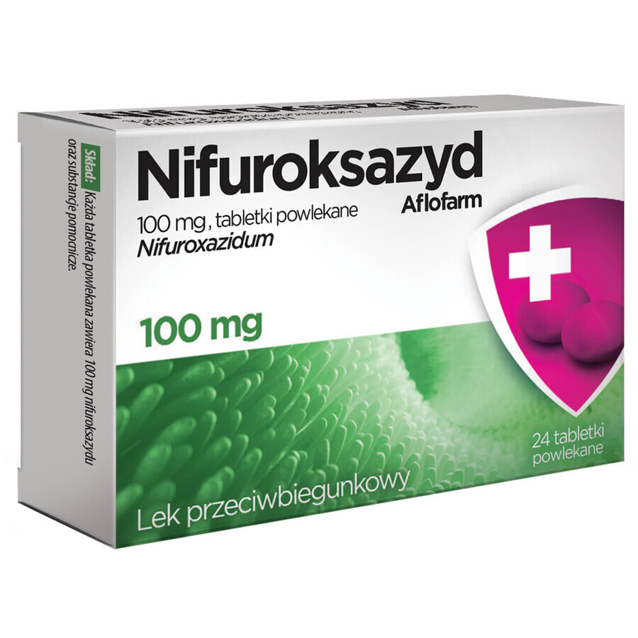 Nifuroxazide Aflofarm 100 mg, 24 filmomhulde tabletten