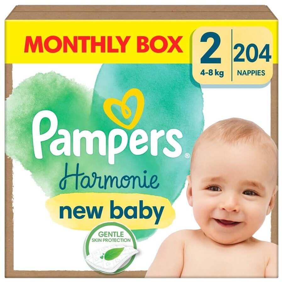 Pampers Harmonie, luiers, maat 2, 4-8 kg 204 stuks