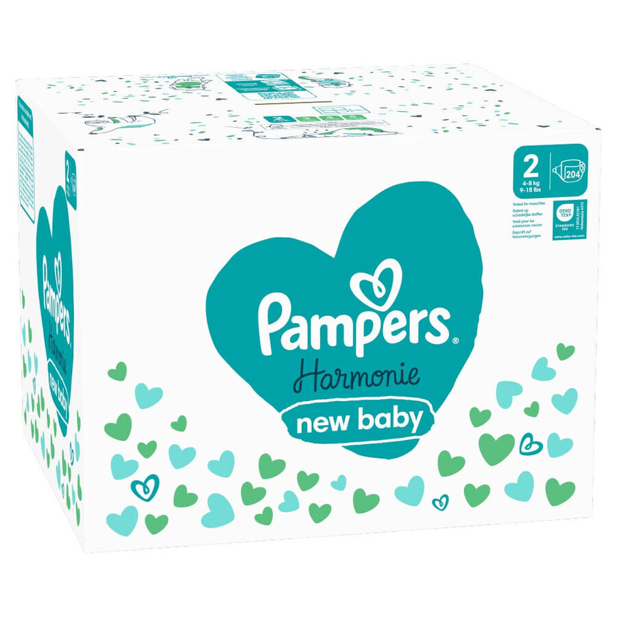 Pampers Harmonie, luiers, maat 2, 4-8 kg 204 stuks