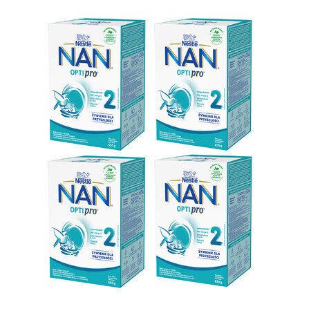 Nestle NAN Optipro 2, Follow-on milk for babies over 6 months, 4 x 650 g