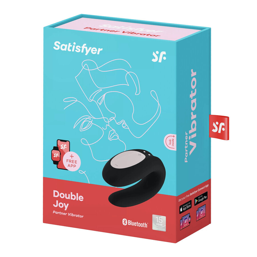 Satisfyer Double Joy, telefoongestuurde vibrator voor koppels, zwart