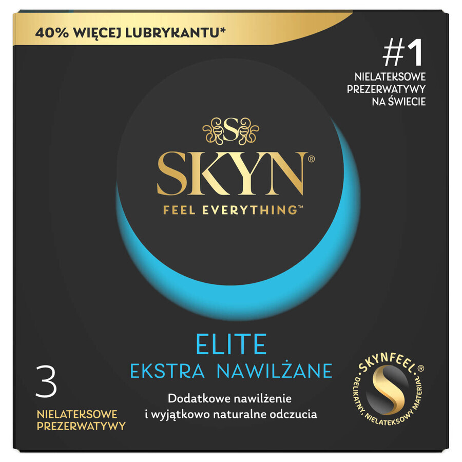 Unimil Skyn Elite Extra Gesmeerd, latexvrije condooms, extra vochtig, 3 stuks