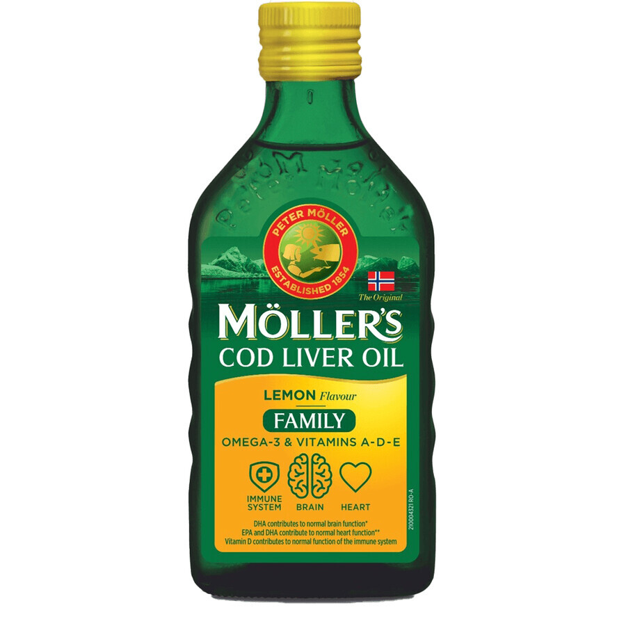 Omega 3 levertraan met citroensmaak Family, 500 ml, Moller's