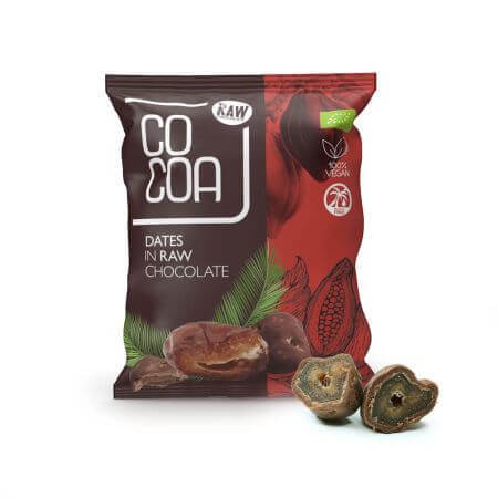 Eco Raw Chocolate Dattes au chocolat cru, 70 g, cacao