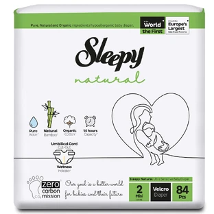 Pannolini naturali, Nr 2 Mini, 3-6 kg, 84 pezzi, Sleepy