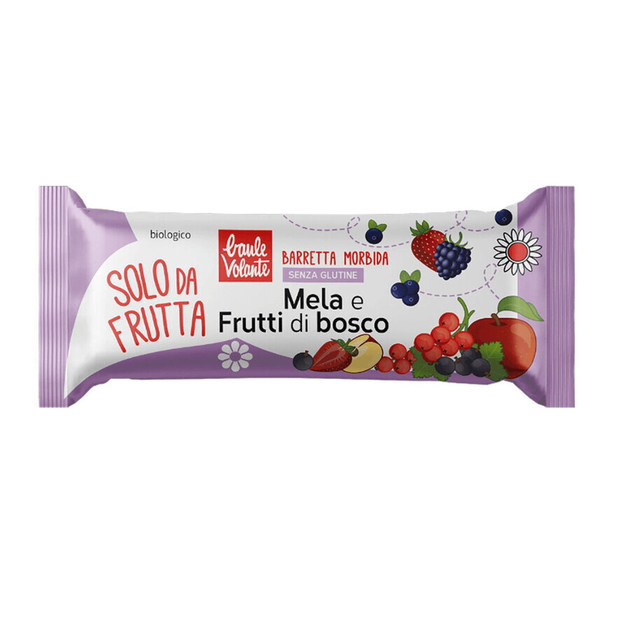 Baton bio moale de mere si fructe de padure fara gluten Solo da Frutta, 30 g, Baule Volante