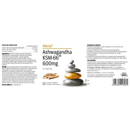 Ashwagandha KSM, 66 600 mg, 30 Kapseln, Alevia
