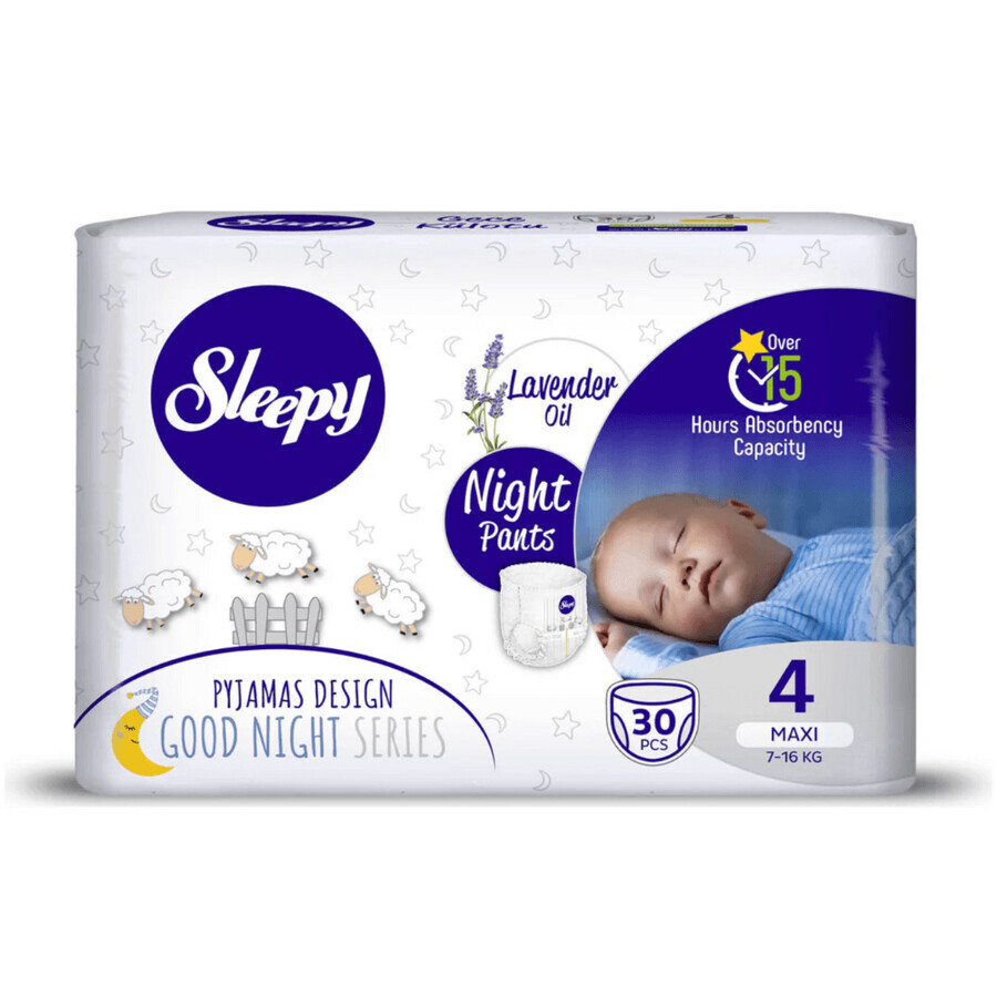 Baby nappies Night, Nr 4 maxi, 7-16 kg, 30 pieces, Sleepy