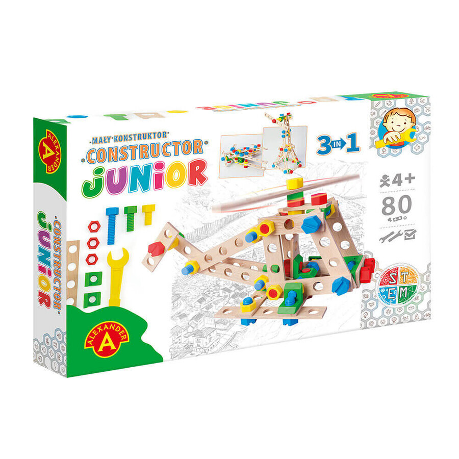 Bouwspel Helikopter 3 in 1 Constructor Junior, 80 stukjes, + 4 jaar, Alexander Toys