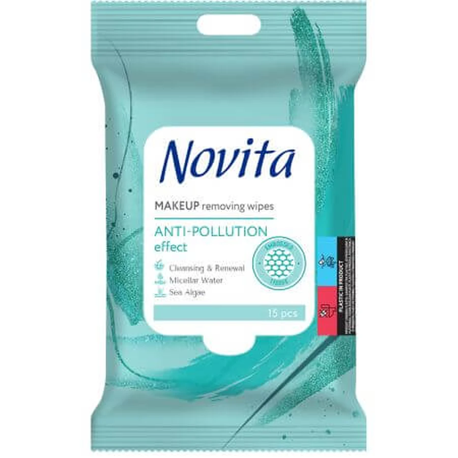 Cleansing wet wipes with seaweed extract, 15 pcs, Novita