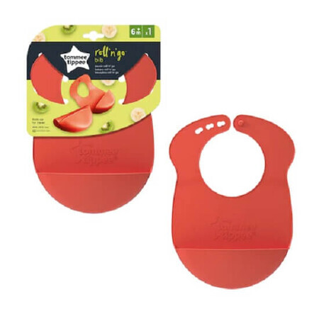 Roll &amp; go slabbetje, + 6 maanden, rood, 1 stuk, Tommee Tippee