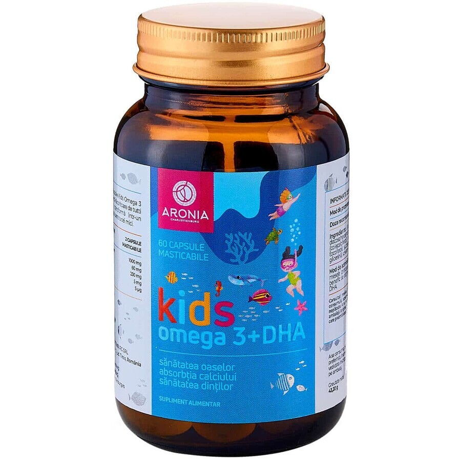 Kids Omega 3 + DHA with tutti frutti flavor, 60 chewable capsules, Aronia Charlottenburg