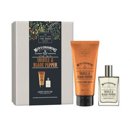 Set festiv duo pentru barbati, Thistle & Black Pepper, 1x200ml, 1x50ml, Scottish Fine Soaps