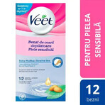 Bandes dépilatoires à la cire froide pour peau sensible, 12 pièces, Veet