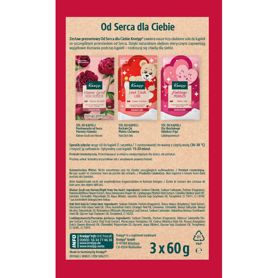 Kneipp Set Uit het hart voor jou, badzout, 3 x 60 g