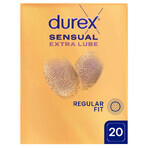 Durex Sensual Extra Lube, preservativi extra lubrificati, 20 pezzi.