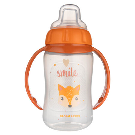 Canpol Babies, training cup with soft snout, Cute animals, orange, 56/512, from 6 months, 320 ml