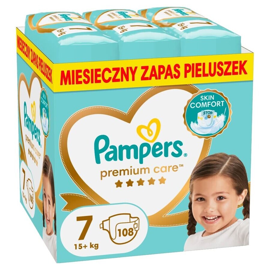 Pampers Premium Care, luiers, maat 7, 15+ kg, 108 stuks