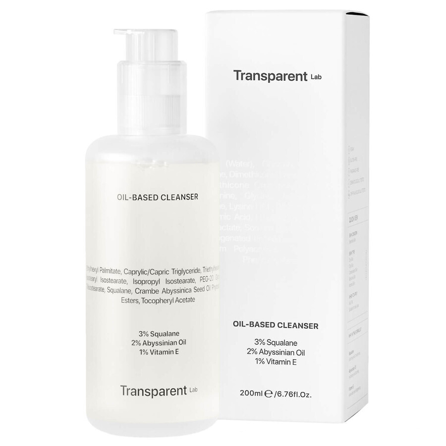 Transparent Lab Cleanser op oliebasis, diepreinigende olie voor gezicht, 200 ml