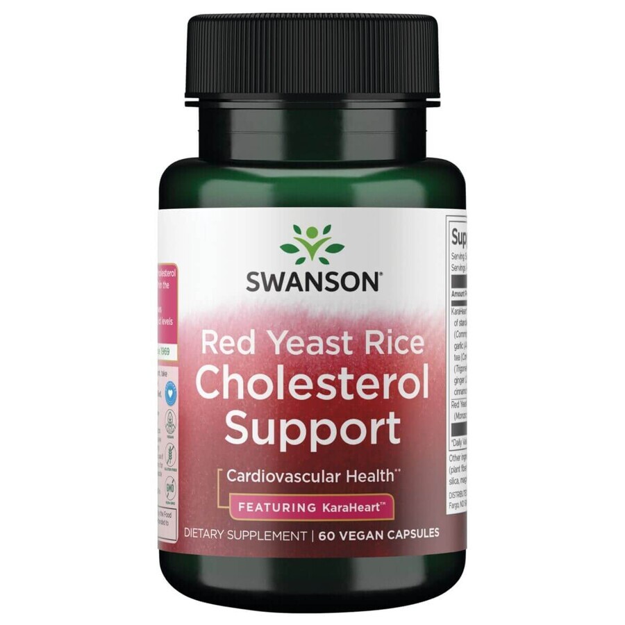 Swanson Rode Gist Rijst Cholesterol Ondersteuning, 60 vegetarische capsules