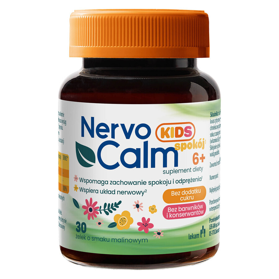 NervoCalm Kids Calm 6+, jelly beans, frambozensmaak, 30 stuks