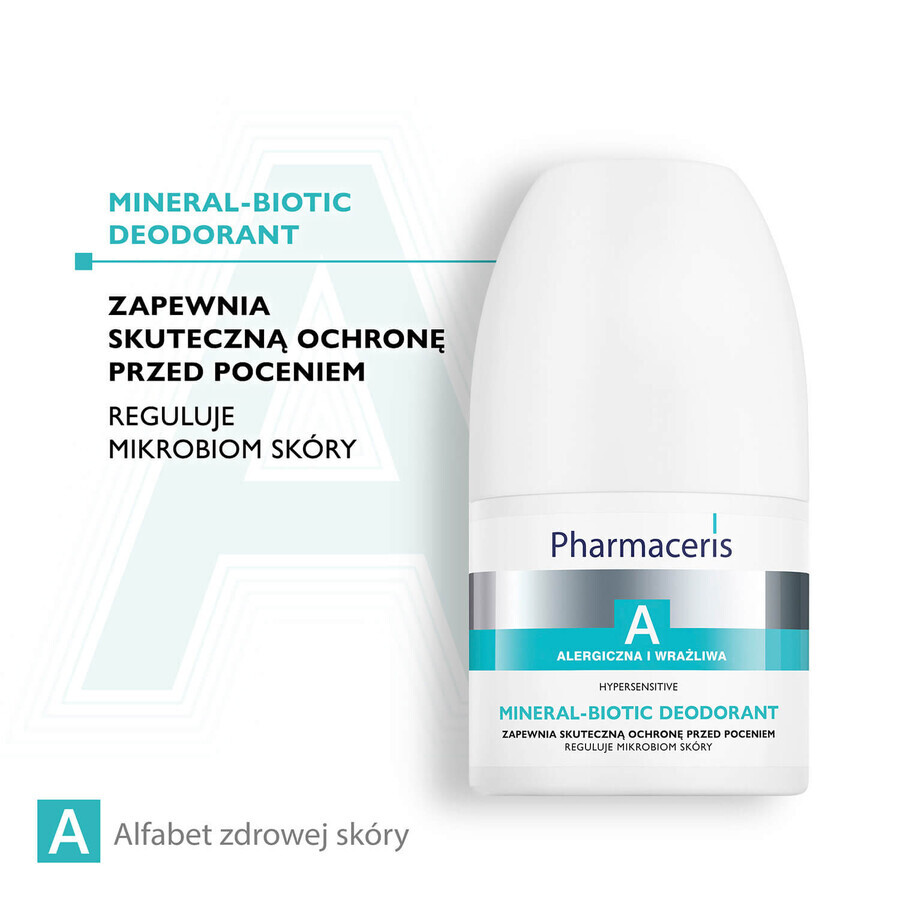 Pharmaceris A Mineral Biotic Hipersensible, desodorante roll-on, 50 ml + Hyaluro-Sensibio, suero hidratante intensivo, 4 ml de regalo