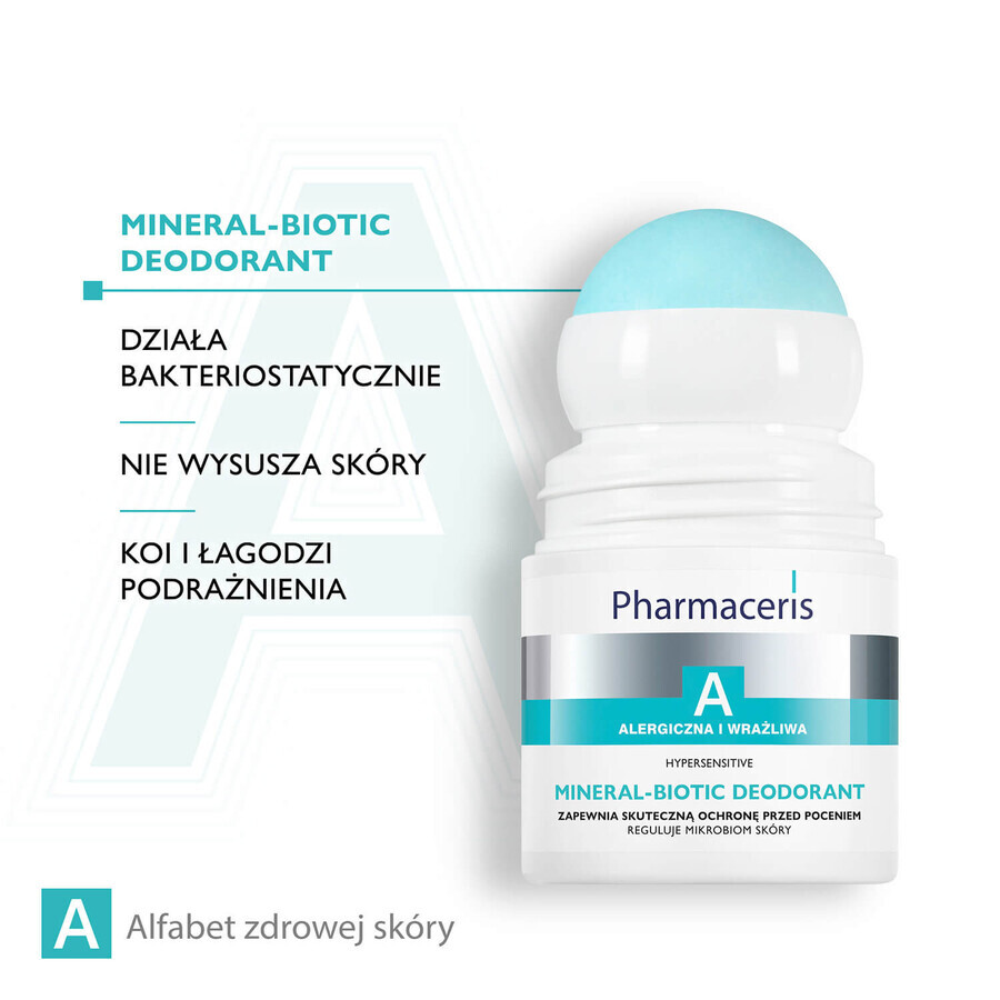 Pharmaceris A Mineral Biotic Hipersensible, desodorante roll-on, 50 ml + Hyaluro-Sensibio, suero hidratante intensivo, 4 ml de regalo