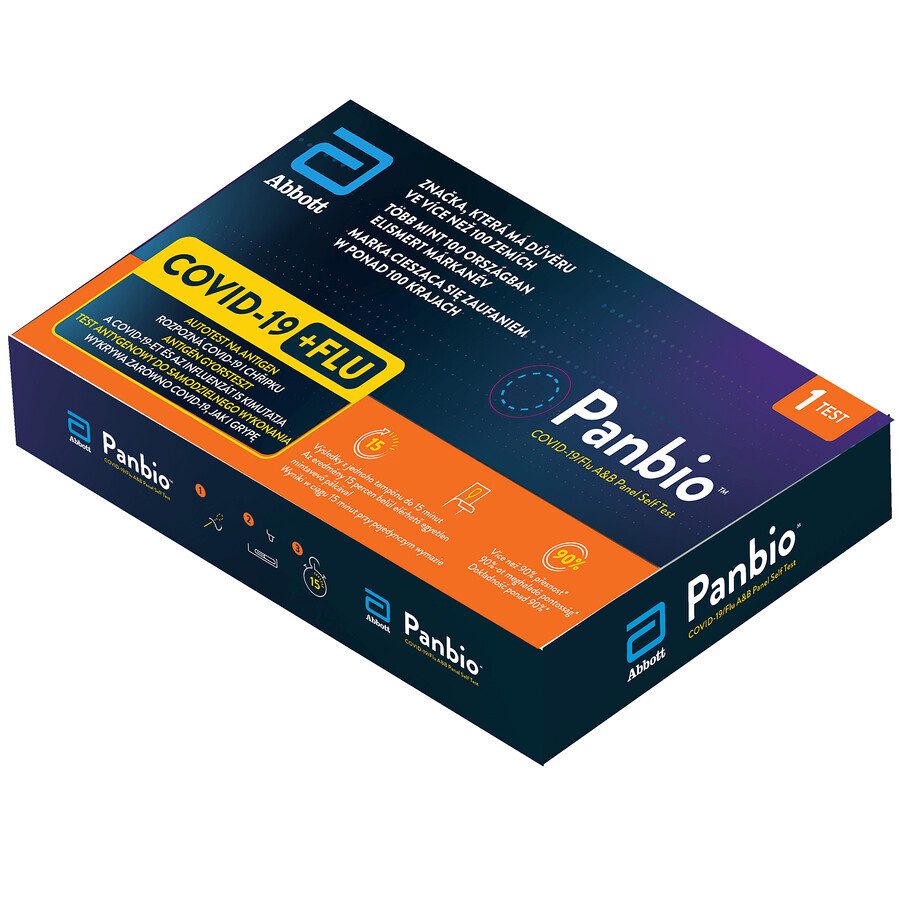 Panbio Covid-19/Flu Covid-19/Flu A&b Panel Combo Self Test, snelle test voor de detectie van 3 virussen, 1 st