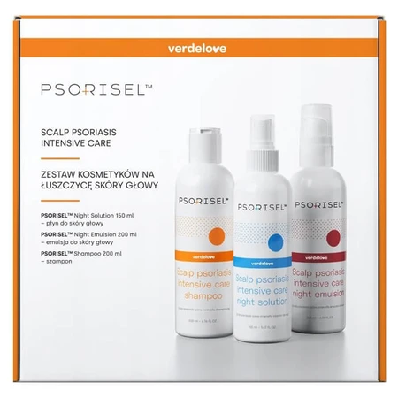 Verdelove Psorisel set voor psoriasis van de hoofdhuid, shampoo 200 ml + emulsie 200 ml + vloeistof 150 ml