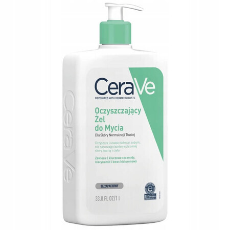 CeraVe ceramide cleansing gel, normal and oily skin, 1000 ml