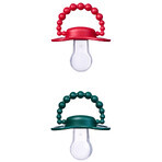 Luu Kids set, tétine, positionnement, silicone, Holy Green & Santa Red, 0-3 mois, 2 pièces