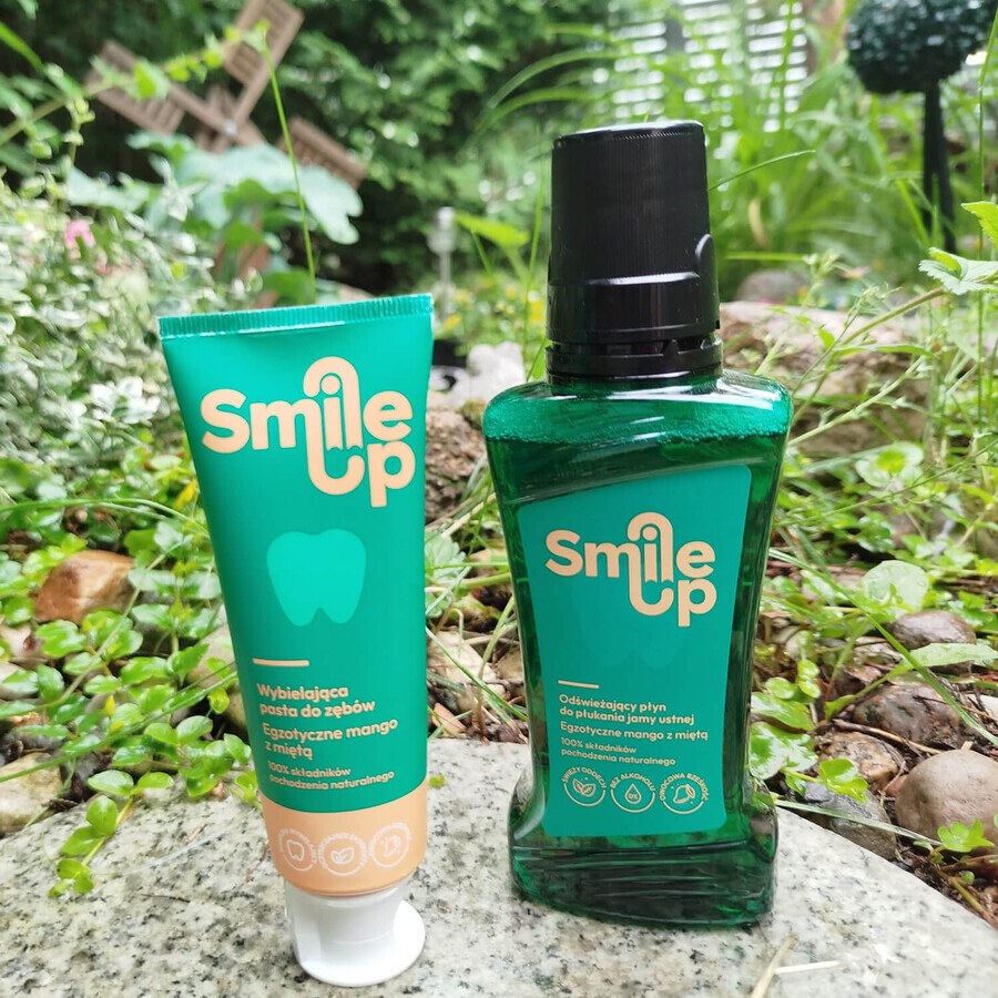 Kit SmileUp, dentifrice blanchissant, mangue exotique à la menthe, 75 ml + bain de bouche rafraîchissant, mangue exotique à la menthe, 250 ml