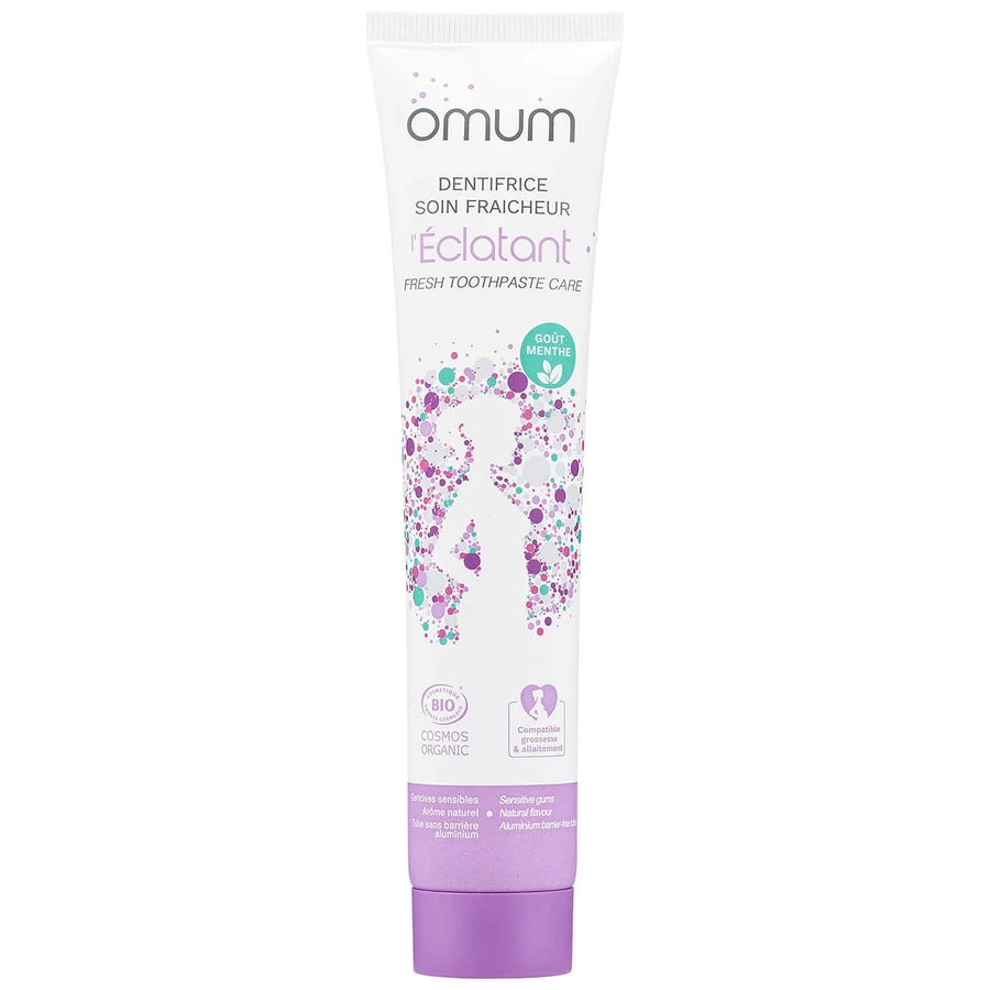 Omum Shine, natuurlijke tandpasta voor gevoelige tanden en tandvlees, fluoridevrij, voor zwangere vrouwen en vrouwen die borstvoeding geven, 75 ml
