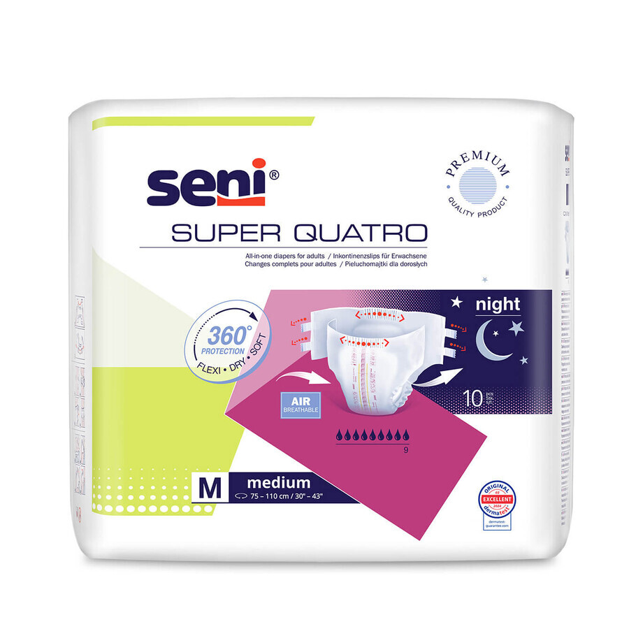 Super Quatro Breasts, diapers, Medium, 75-110 cm, 10 pcs