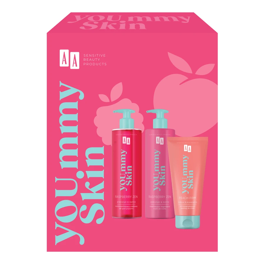AA You.mmy Skin set, lichaamscrème 400 ml + douchegel met olie 400 ml + bodyscrub 200 ml