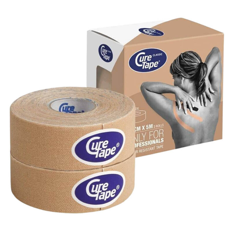 CureTape Classic, nastro kinesiologico, beige, 2,5 cm x 5 m, 2 pezzi