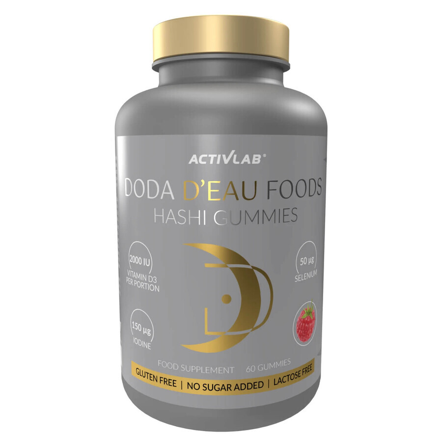 AcivLab Doda D'Eau Foods HashiGummies, bonbons gélifiés, goût framboise, 60 pièces