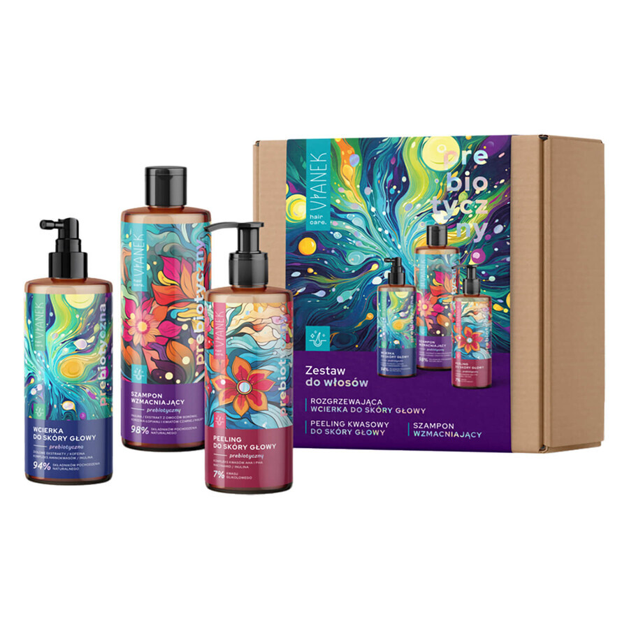 Vianek prebiotic hair kit, hoofdhuid scrub, 150 ml + hoofdhuid scrub, 150 ml + versterkende shampoo, 300 ml