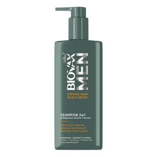 Biovax Men Strong Hair & Scalp Detox, shampooing 2 en 1 pour cheveux et barbe, 200 ml