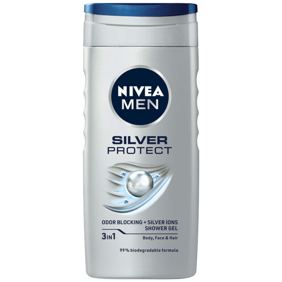 Kit Nivea Men Silver Control, balsam aftershave, 100 ml + gel de duș, 250 ml + roll-on antiperspirant, 50 ml + trusă de machiaj gratuit