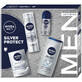 Nivea Men Silver Protect kit, scheerschuim 200 ml + aftershave balsem 100 ml + douchegel 250 ml + anti-transpirant roll-on 50 ml