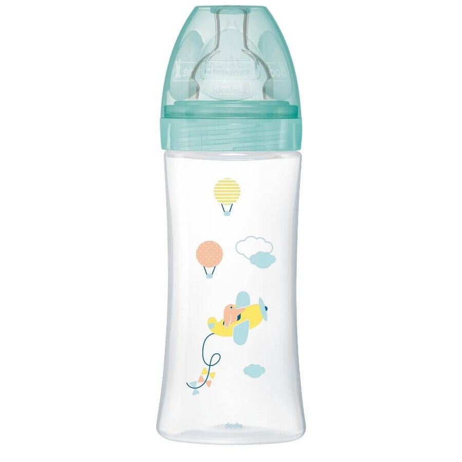 Fles met sensorische functie en platte anti-koliekspeen Flow 3, Air, +6 maanden, 330 ml, Dodie