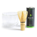 Moya Matcha Starter Kit, Matcha ceai japonez organic tradițional, 30 g + ceainic din sticlă, 1 buc + Chasen, mătură matcha, 1 buc