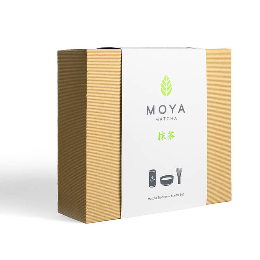 Moya Matcha Starter Kit, Matcha ceai japonez organic tradițional, 30 g + ceainic din sticlă, 1 buc + Chasen, mătură matcha, 1 buc