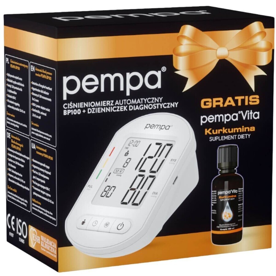 Set Pempa, BP100, tensiomètre automatique pour le bras + Vita Curcumin, 30 ml gratuit