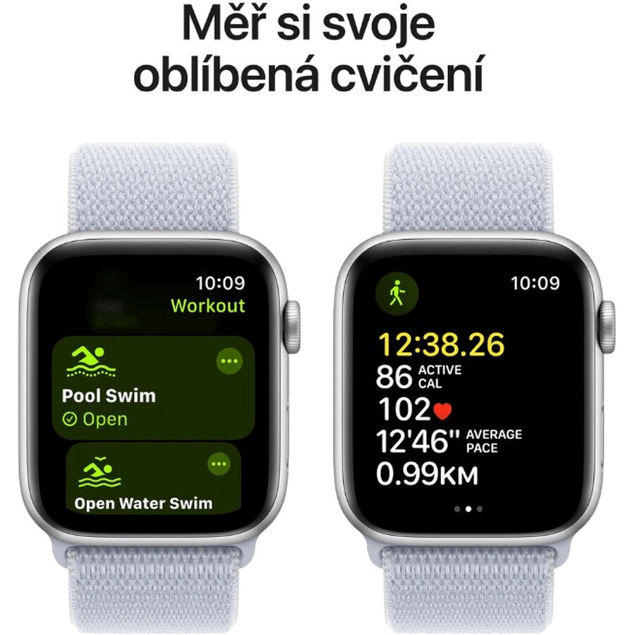 Apple Watch SE (2024) Cellular 40 mm, aluminium zilver met wolkenblauw schakelbandje