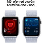 Apple Watch SE (2024) Cellular 40 mm, aluminium zilver met wolkenblauw schakelbandje