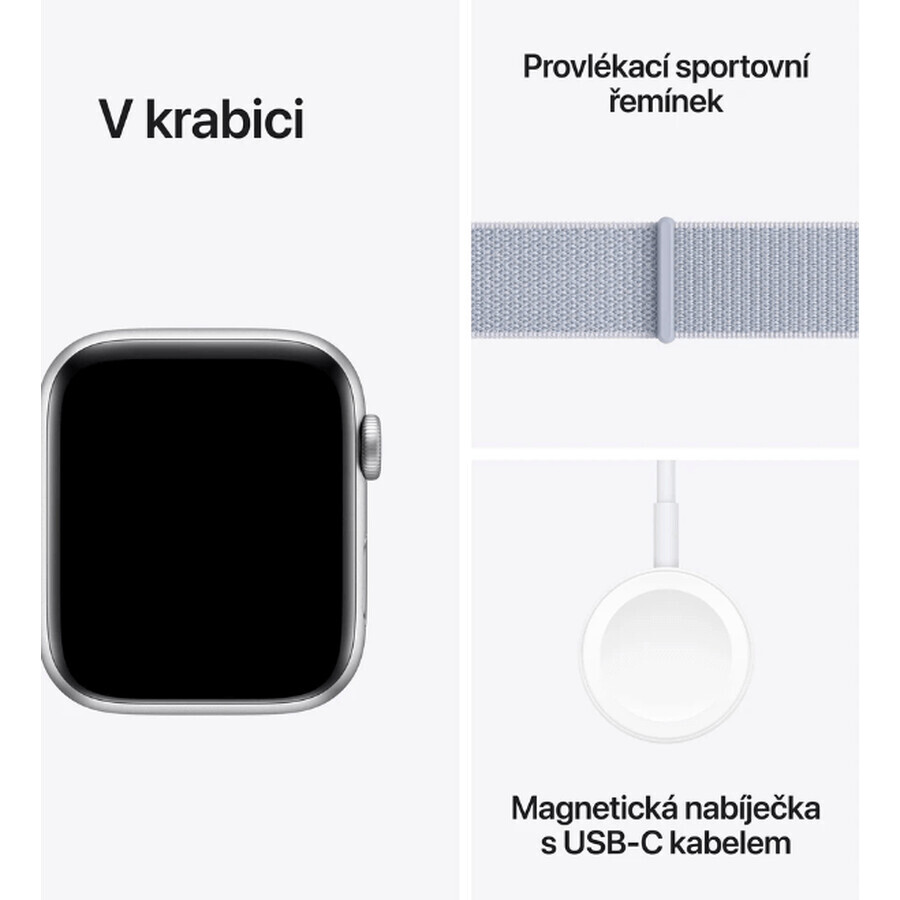 Apple Watch SE (2024) Cellular 40 mm, aluminium zilver met wolkenblauw schakelbandje