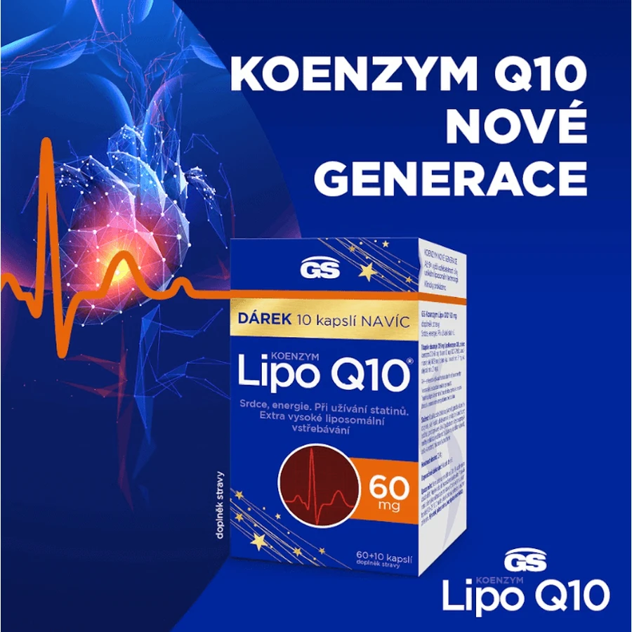 GS Co-enzym Lipo Q10 60 mg, 60 + 10 capsules